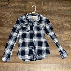 Navy/white Plaid Button Down